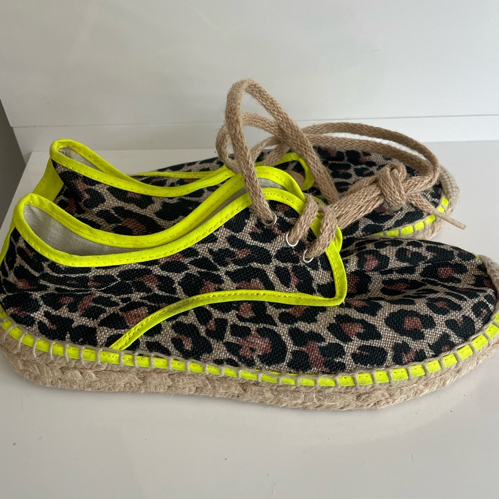 Vilagallo Leopard Print Wedges with Neon Accents